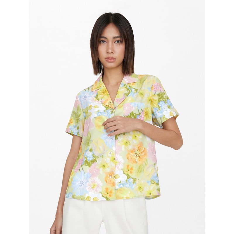 Pomelo Watercolour Floral Shirt, Women's Fashion, Tops, Shirts on Carousell