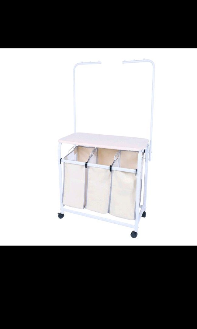 Portable laundry station with iron board, Furniture & Home Living