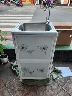 Portable Single Sink with Cabinet and Faucet