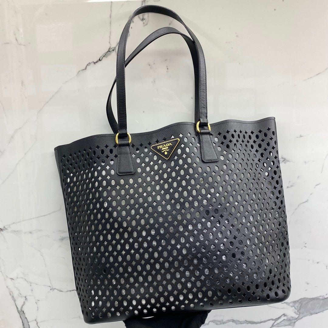 Prada perforated tote top