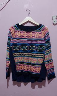 Premium atasan knit motif etnik oversize