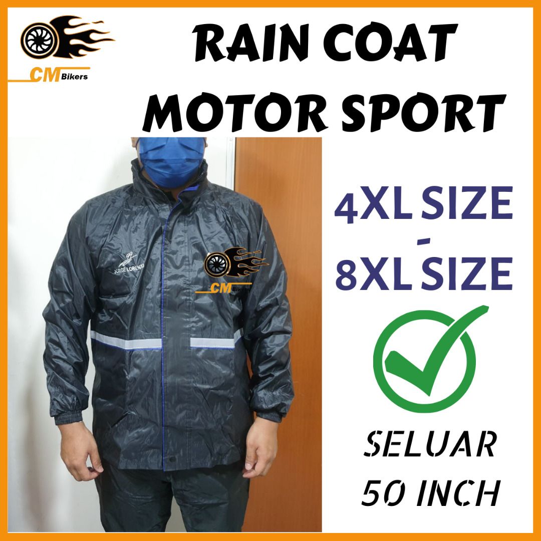 Rain Coat Motor Sport Baju Hujan Basic Size Besar 4XL 5XL 6XL 7XL