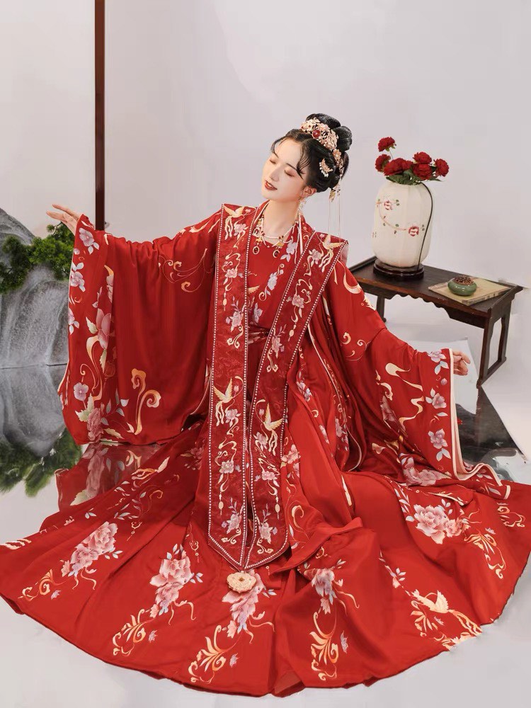 Red chinese wedding Hanfu Women s Fashion Dresses Sets