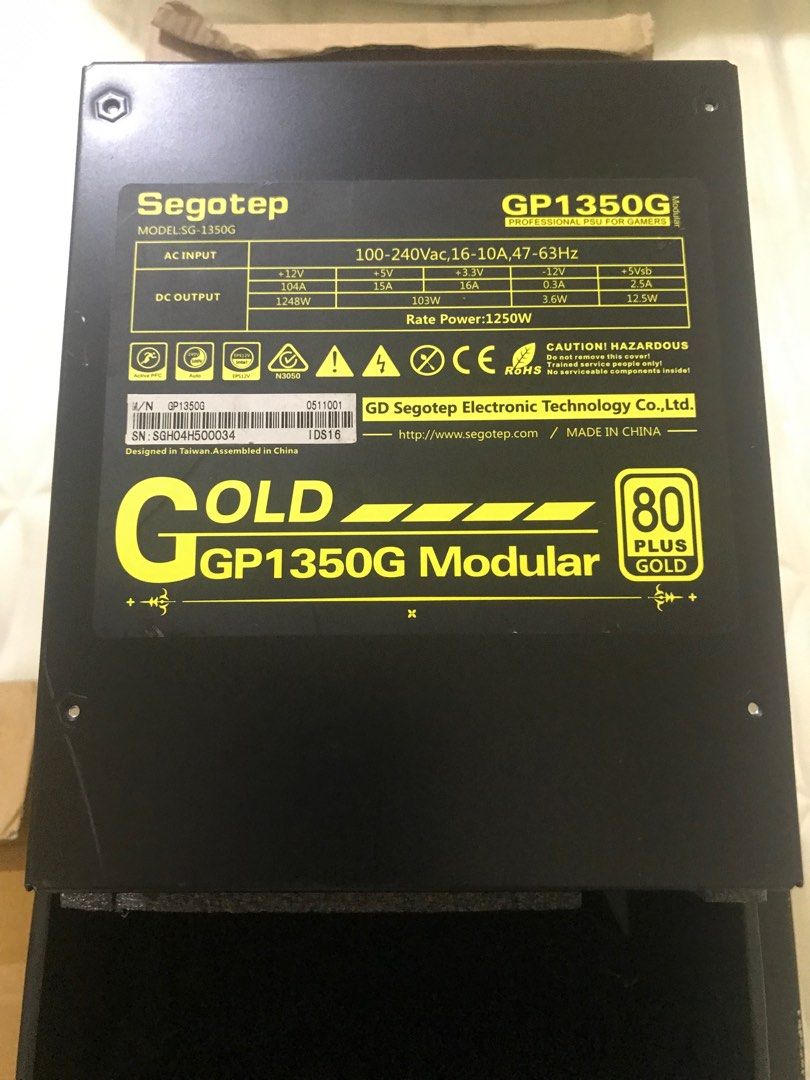 Segotep GP1350G 80 Plus Gold 1250W (PSU) Power Supply, Computers