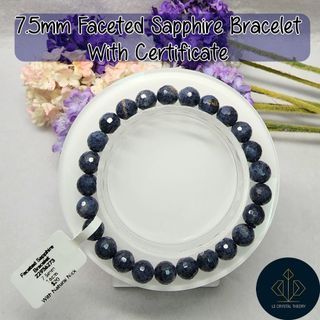 [Singapore In-Stock] 7.5mm Faceted Sapphire Bracelet 蓝宝切面手串