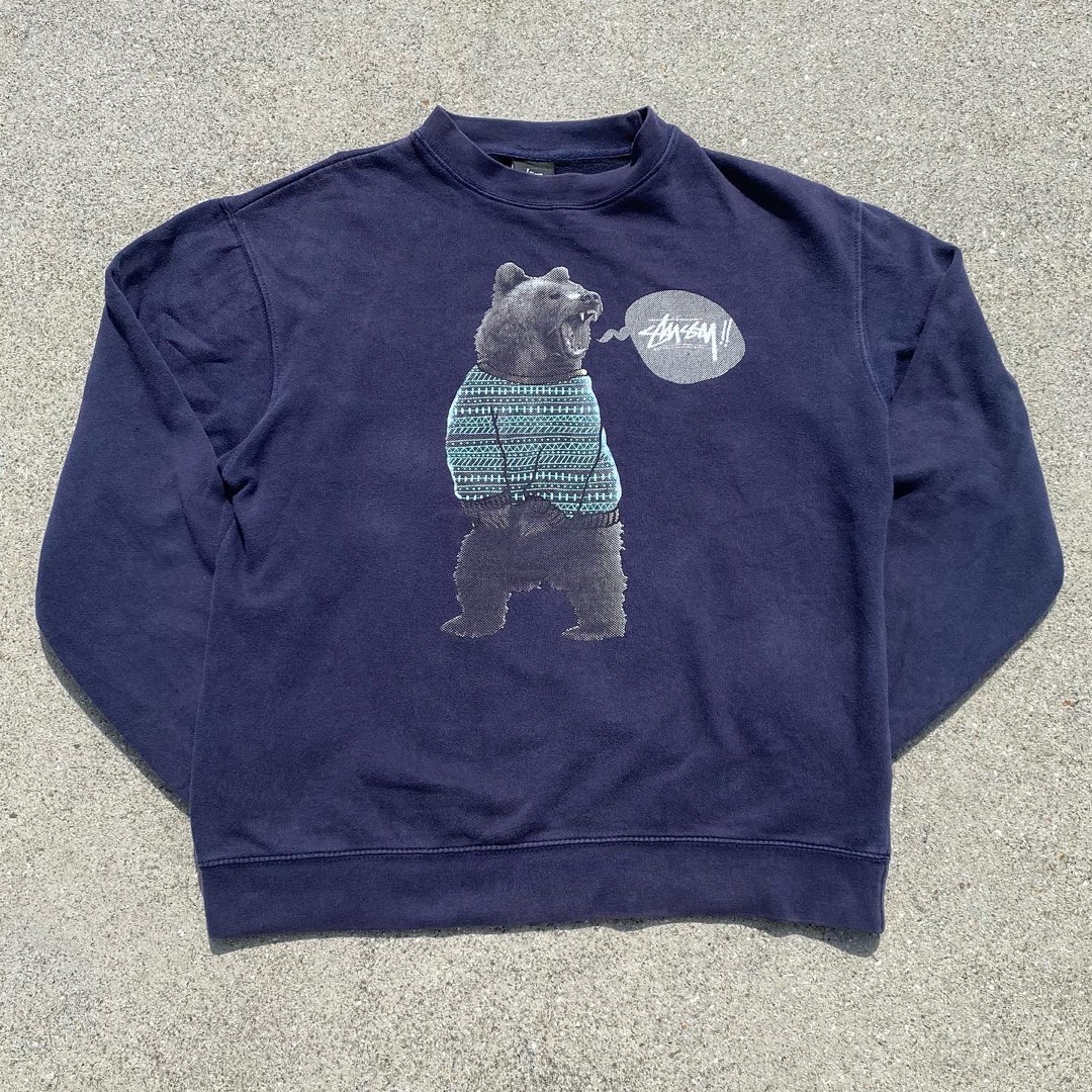 stussy bear sweater, Men's Fashion, Coats, Jackets and Outerwear on ...