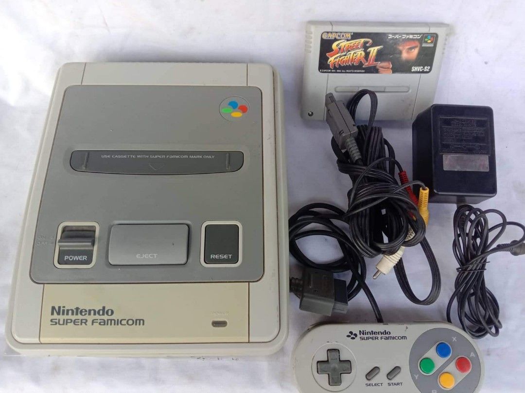 Super Famicom Console Set with 1 Game JAPAN (Category: Nintendo) located in Quezon City. Submitted by jpnvintageonline (Listing ID 1199661085, Image 1). Description: JAPAN 110V IN WORKING CONDITION.
