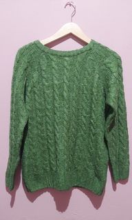 Sweater Rajut Kepang Hijau Oversize