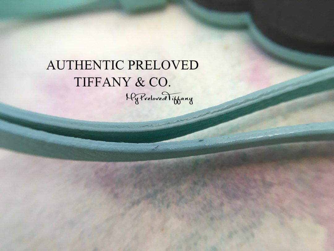 Unused Preloved Tiffany & Co. Return to Large Heart Blue Black Leather Bag Charm