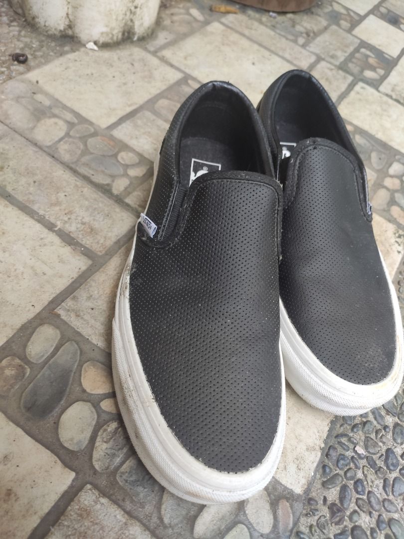 Grey perforated store leather vans