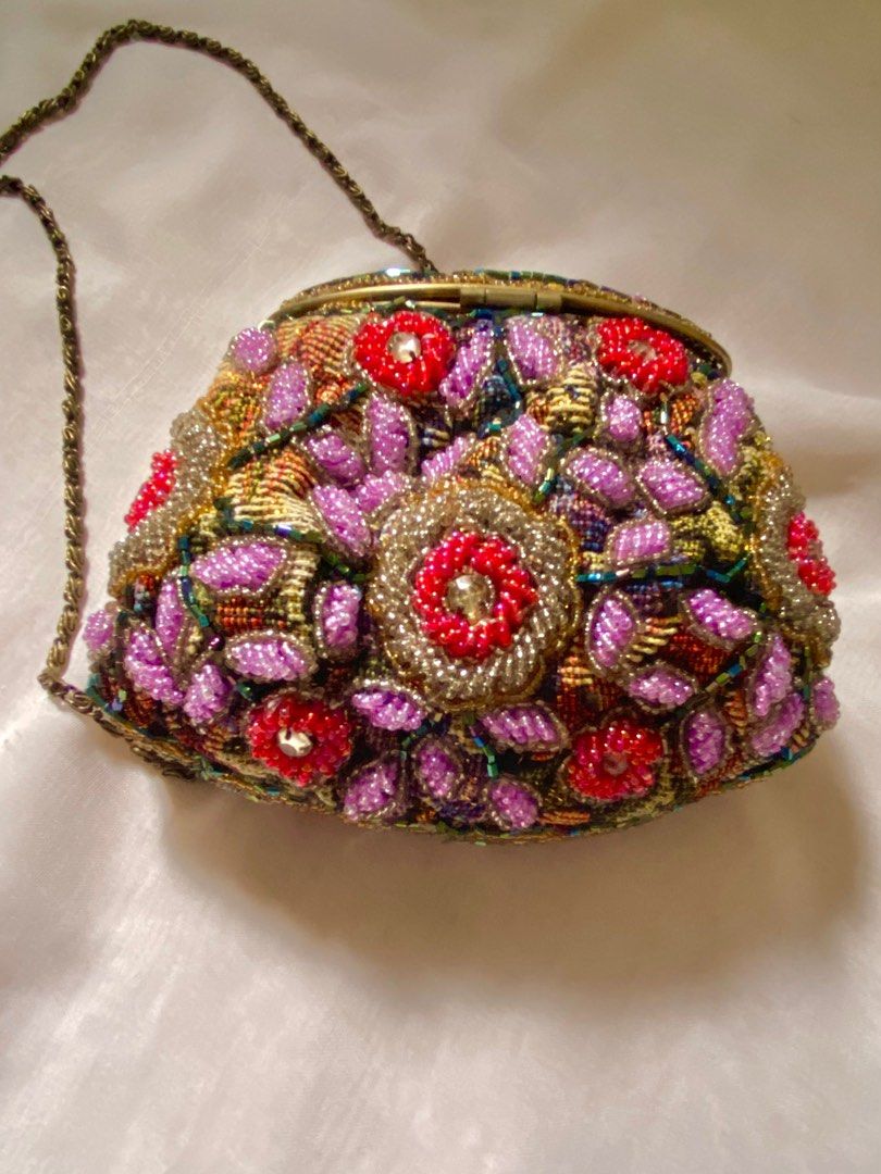 Handmade Purse: Multi Color French Beaded Clutch Bag