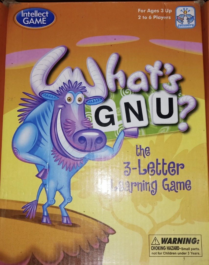 What's Gnu? The 3 Letter Learning Game, Hobbies &amp; Toys, Toys &amp; Games on Carousell