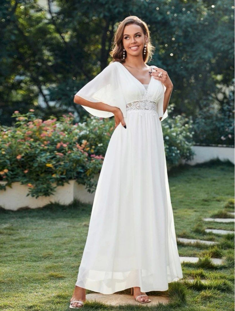 White butterfly wedding sales dress
