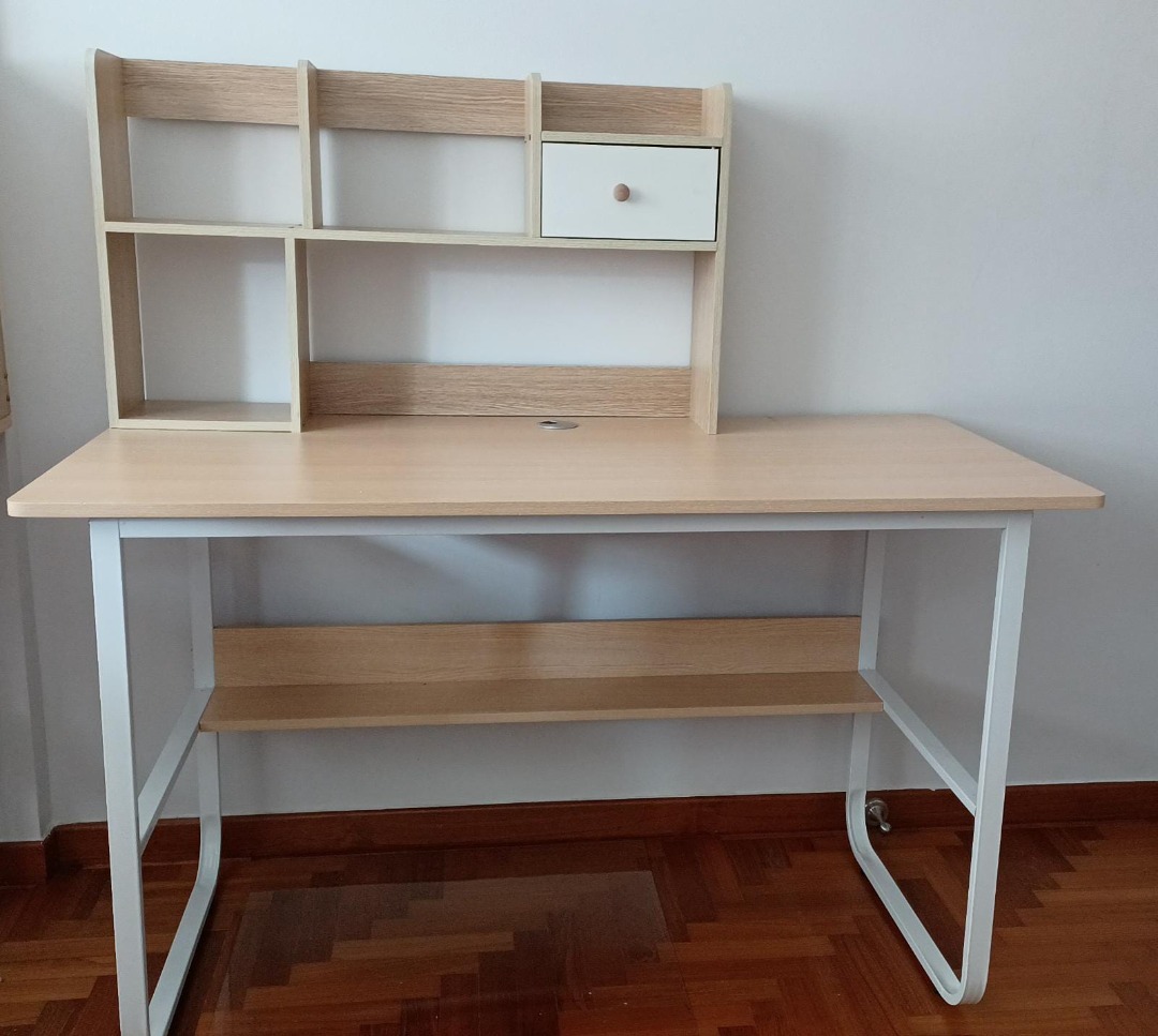 Writing/Study Table with rounded corners + Desktop Bookshelf, Furniture ...