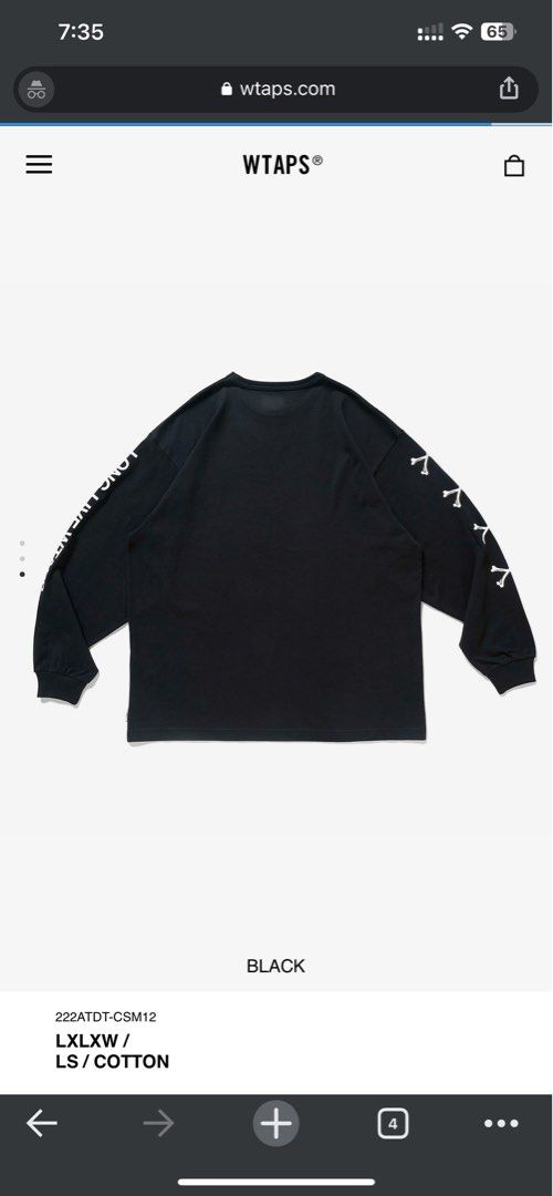 WTAPS LXLXW / LS / COTTON LARGE, 男裝, 上身及套裝, T-shirt、恤衫