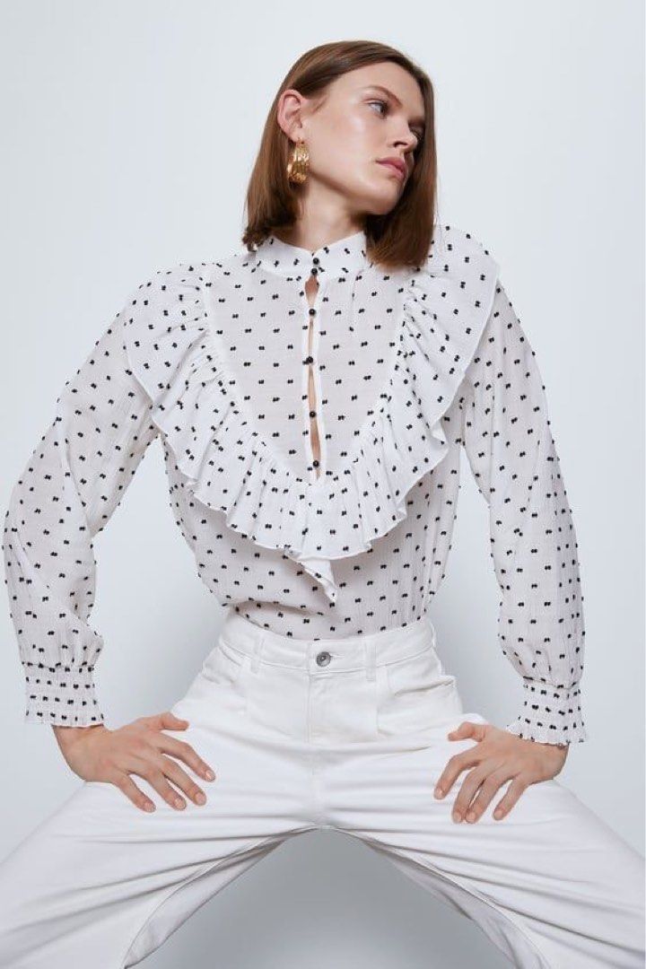 dotted mesh blouse zara