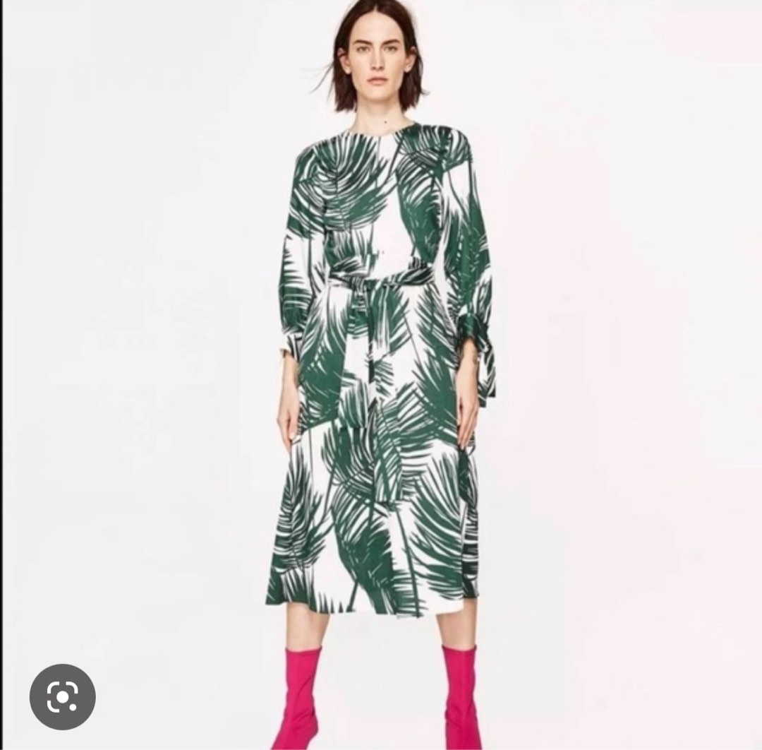 Palm leaf dress zara hot sale