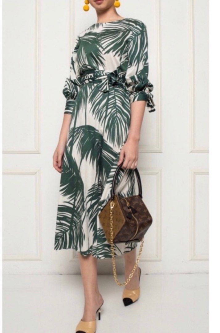 Zara palm print dress 2025