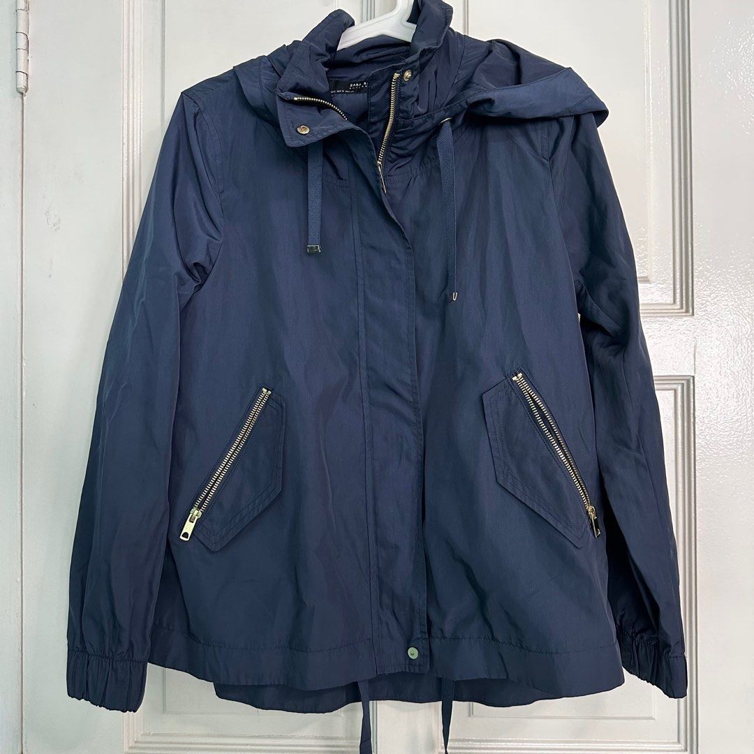 Zara Windbreaker in Navy, Women's Fashion, Coats, Jackets and Outerwear