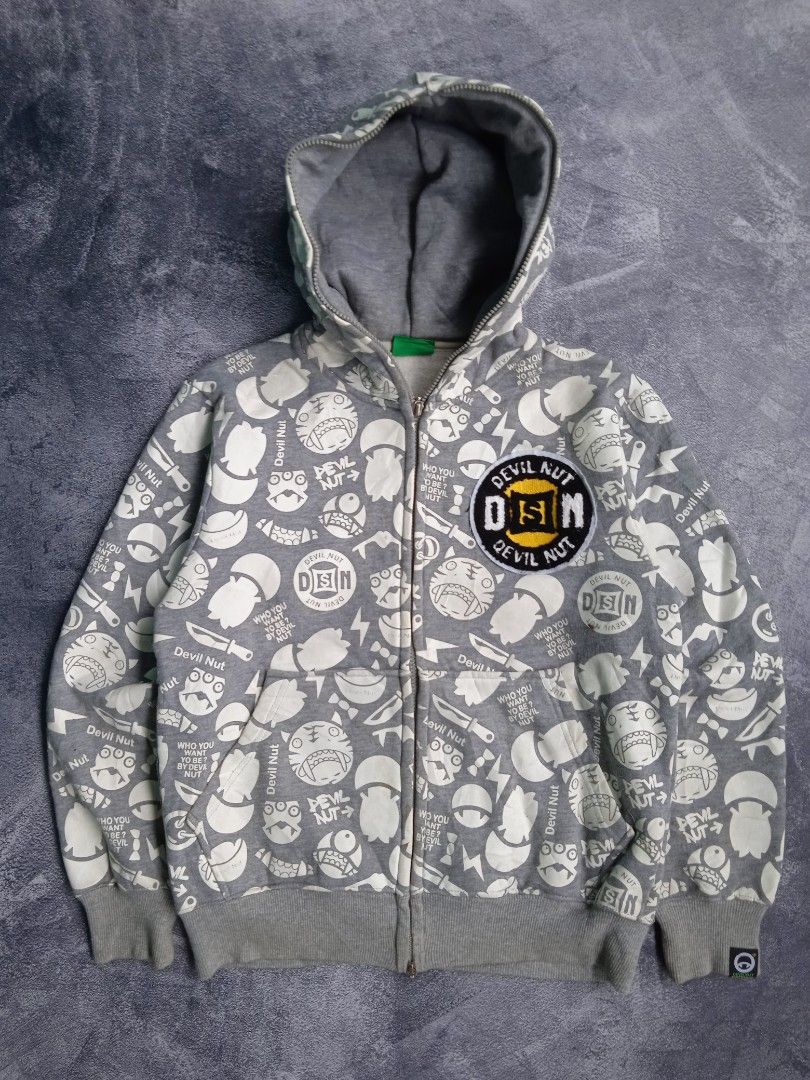 Zip Hoodie Devil Nut Second Fesyen Pria Pakaian Atasan di