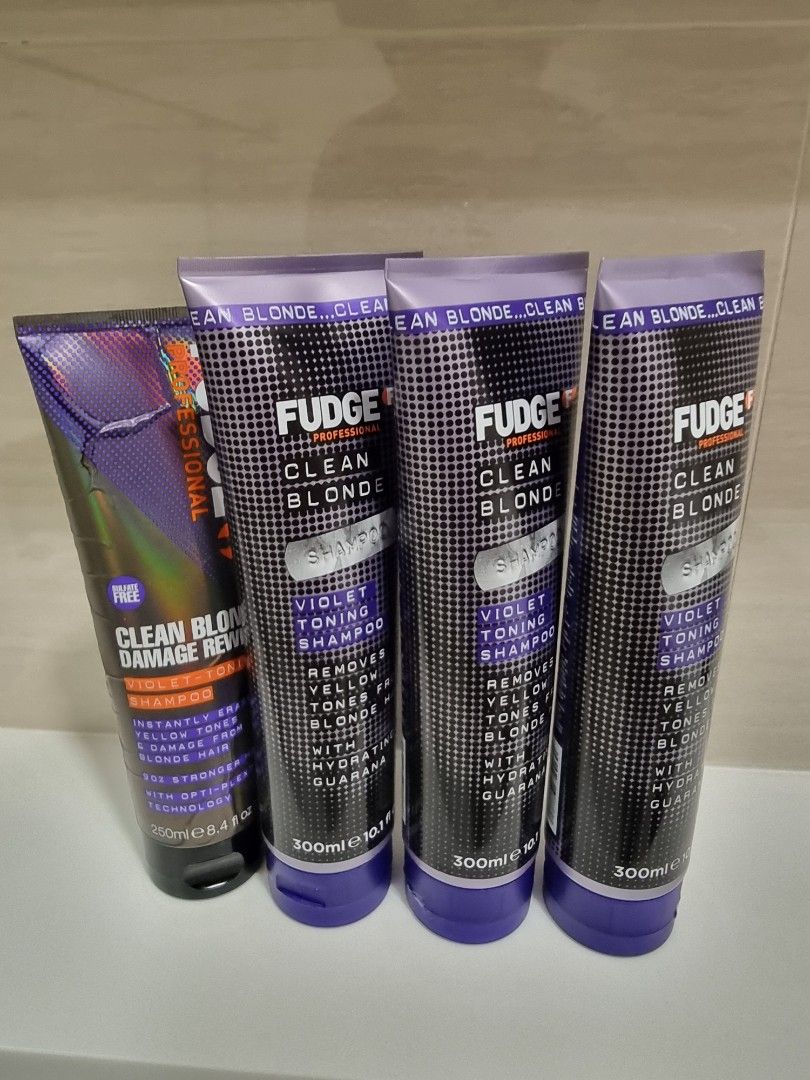 3x Fudge Clean Blonde Damage Rewind Violet Toning Shampoo - Brand New x3,  Beauty & Personal Care, Hair on Carousell