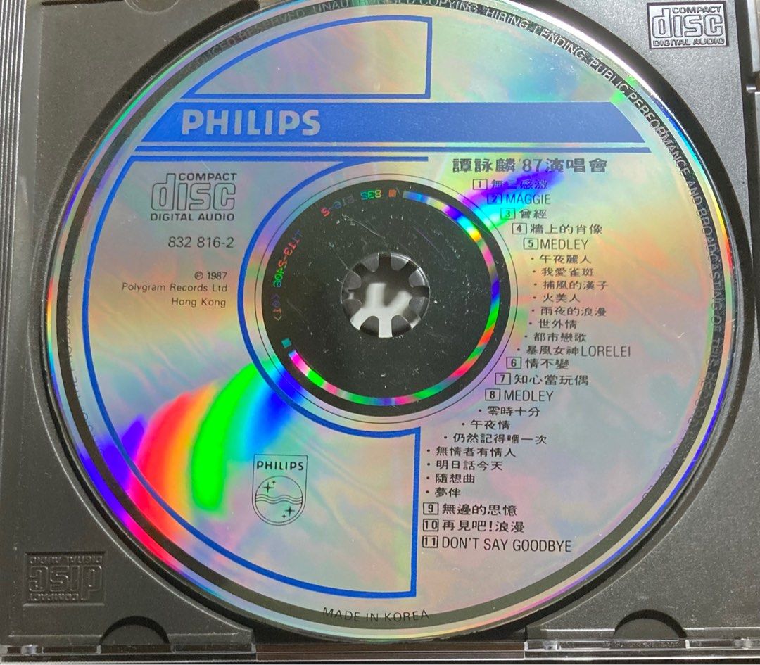 譚詠麟87演唱會T113 01 銀圈版CD, 興趣及遊戲, 音樂、樂器& 配件