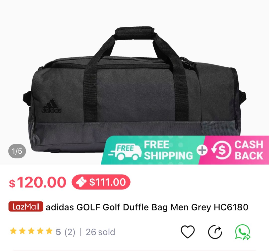 Adidas Golf Duffle Bag Grey HC6180, Men's Fashion, Bags, Backpacks on