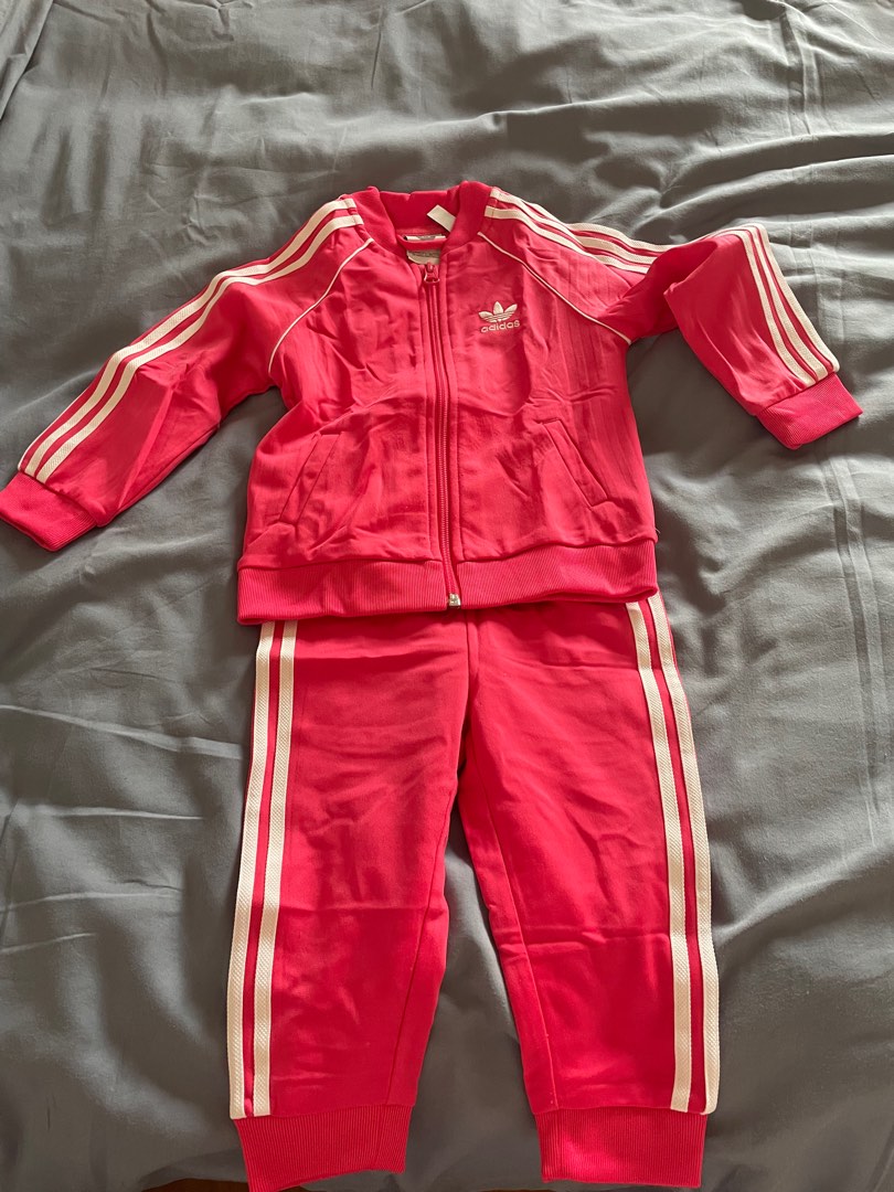 Childrens red adidas tracksuit on sale