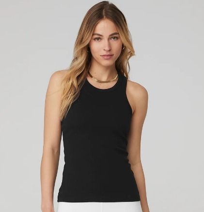Alo Yoga Ribbed Aspire Full Length Tank Black Ribbed High Neck