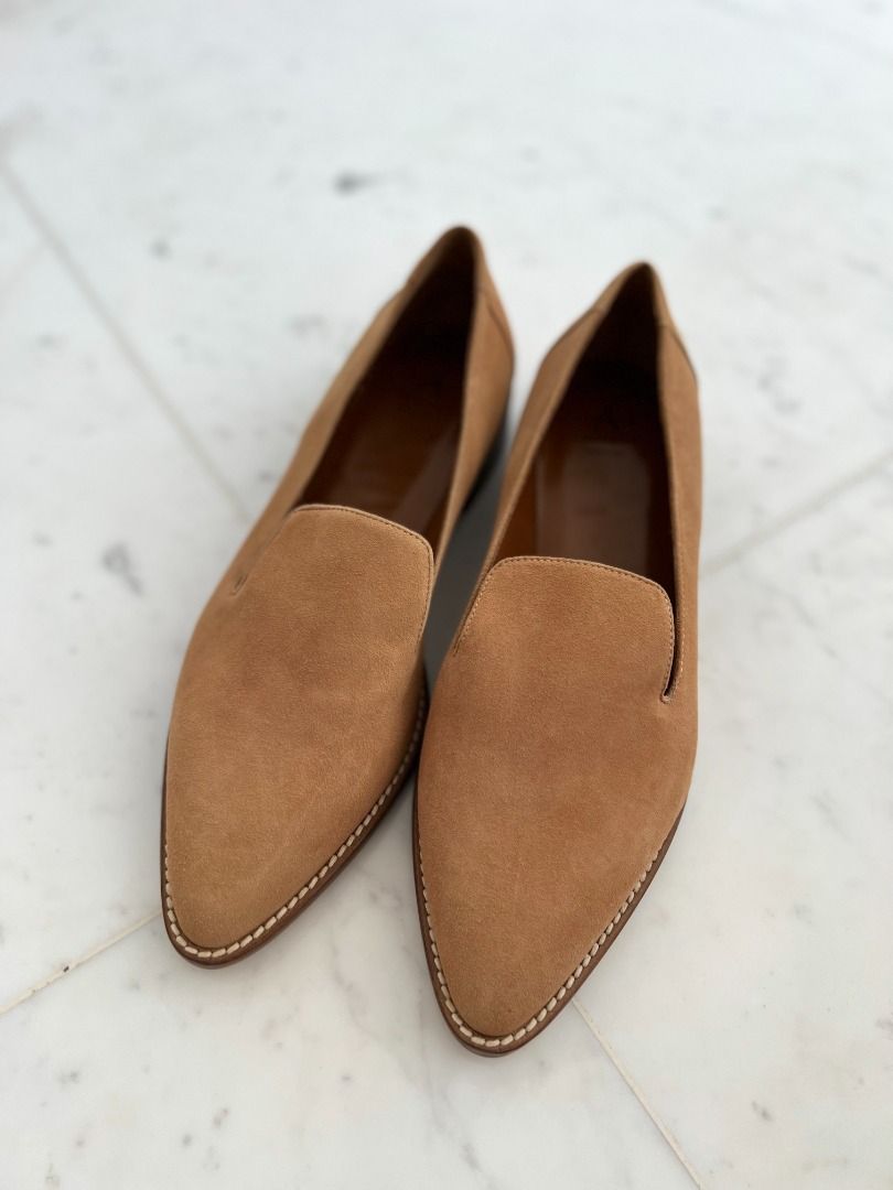 Aquatalia Golda Italian Suede Loafer Brown Leather Waterproof