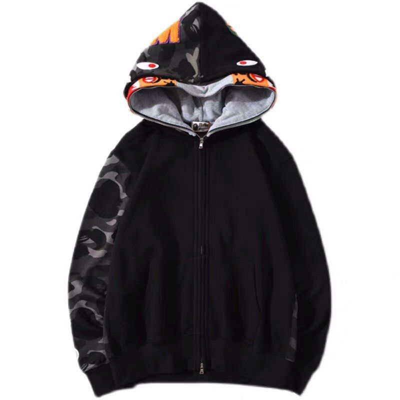 BAPE A BATHING APE Black Camouflage Shark Hoodie