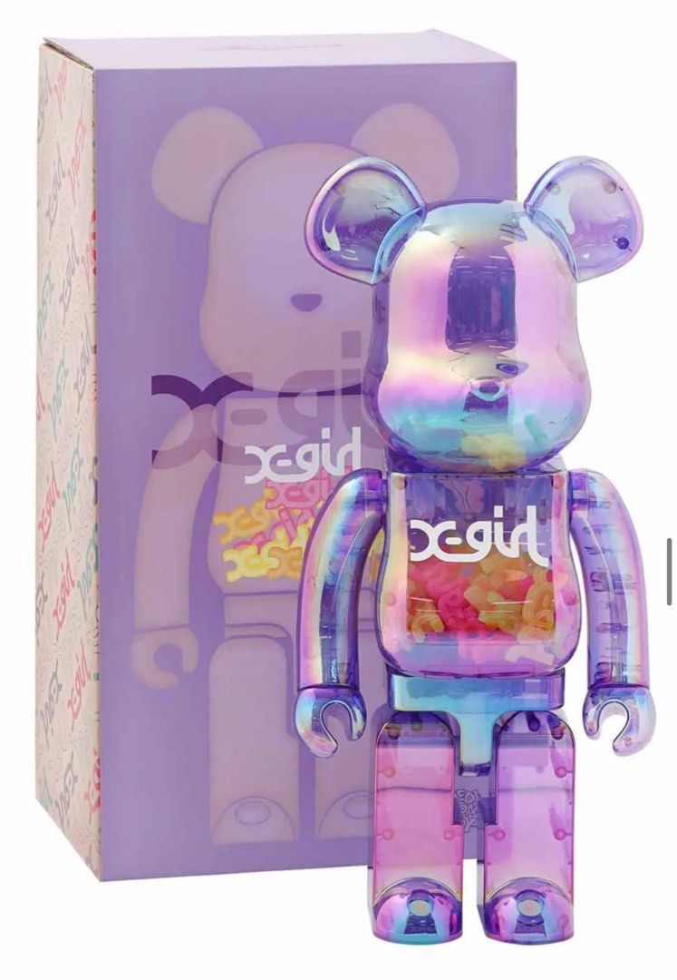 Bearbrick X-girl Clear purple 100 & 400%, 興趣及遊戲, 玩具& 遊戲類