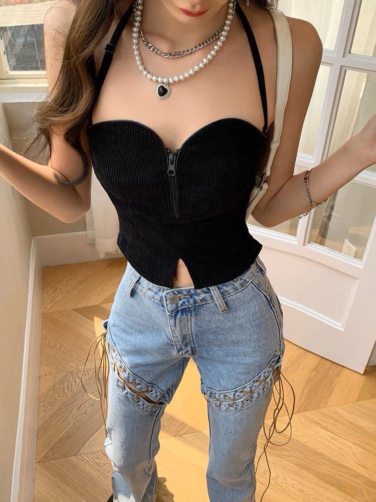 Black Corset Top, Women's Fashion, Tops, Blouses on Carousell
