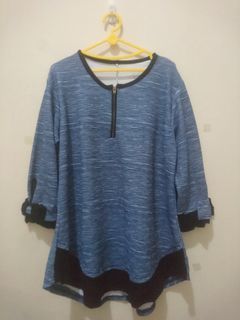 #Imlek2023 Blus biru resleting depan