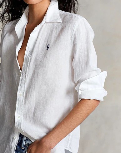 Polo ralph lauren clearance women's white linen shirt