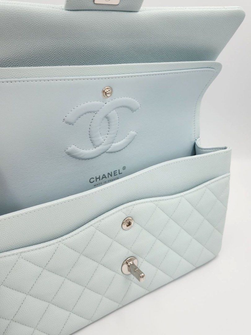 NIB 21K Chanel Light Pale Blue Caviar Classic Medium Double Flap Bag S –  Boutique Patina