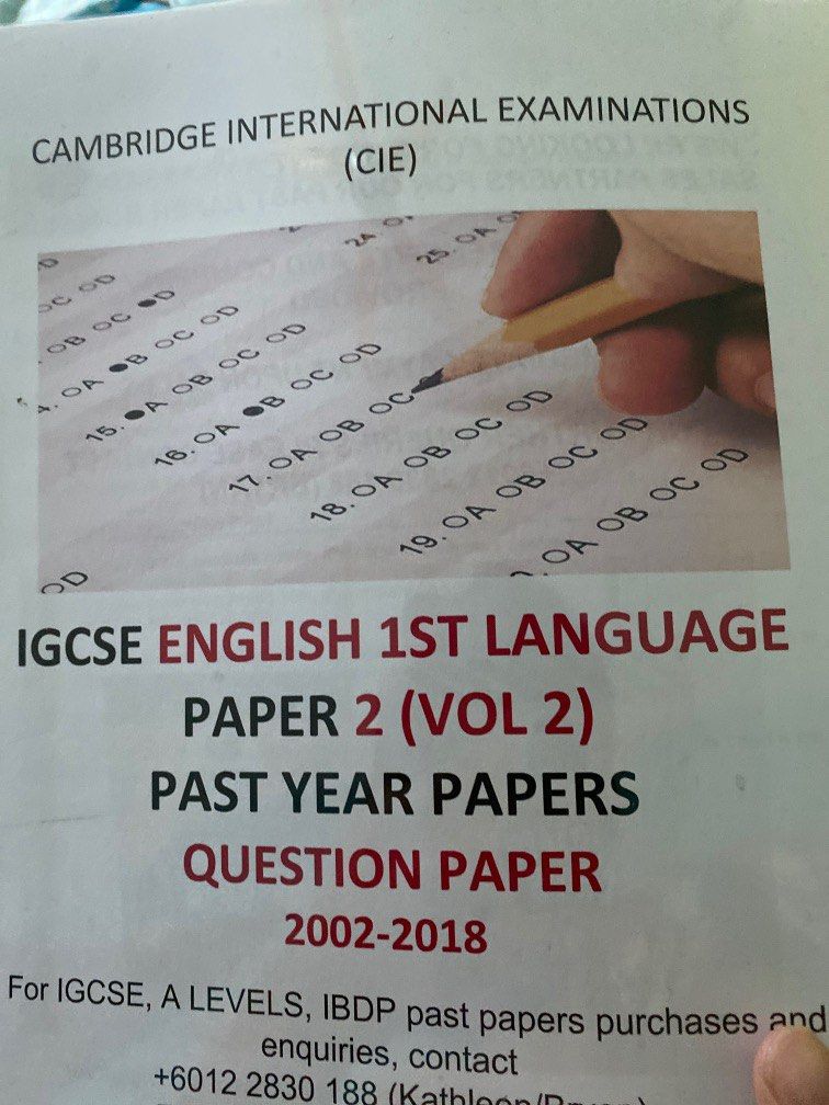 Cambridge igcse cie english first language past year paper hobbies