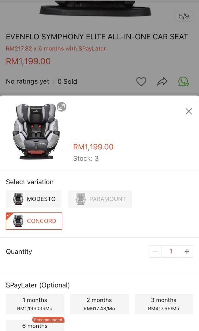 Car seat 0 12yo Evenflo symphony DLX concord Babies Kids Going