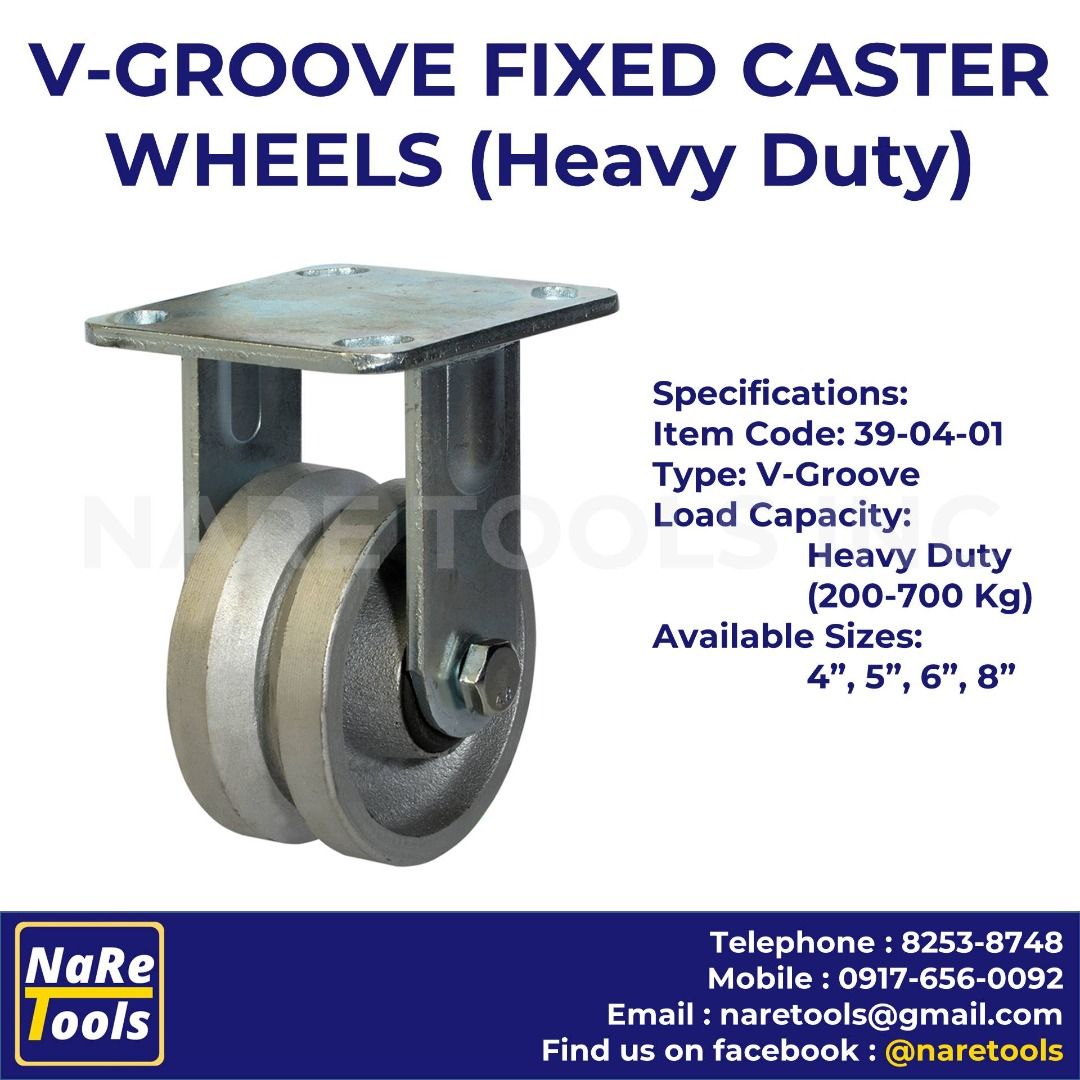 CASTER WHEELS HD VGroove Fixed Caster Wheels, Commercial