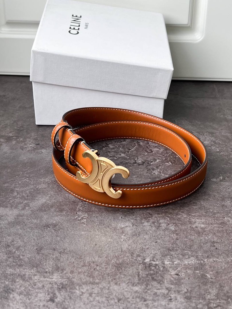 CELINE HOMME 2.5cm Triomphe Leather Belt for Men