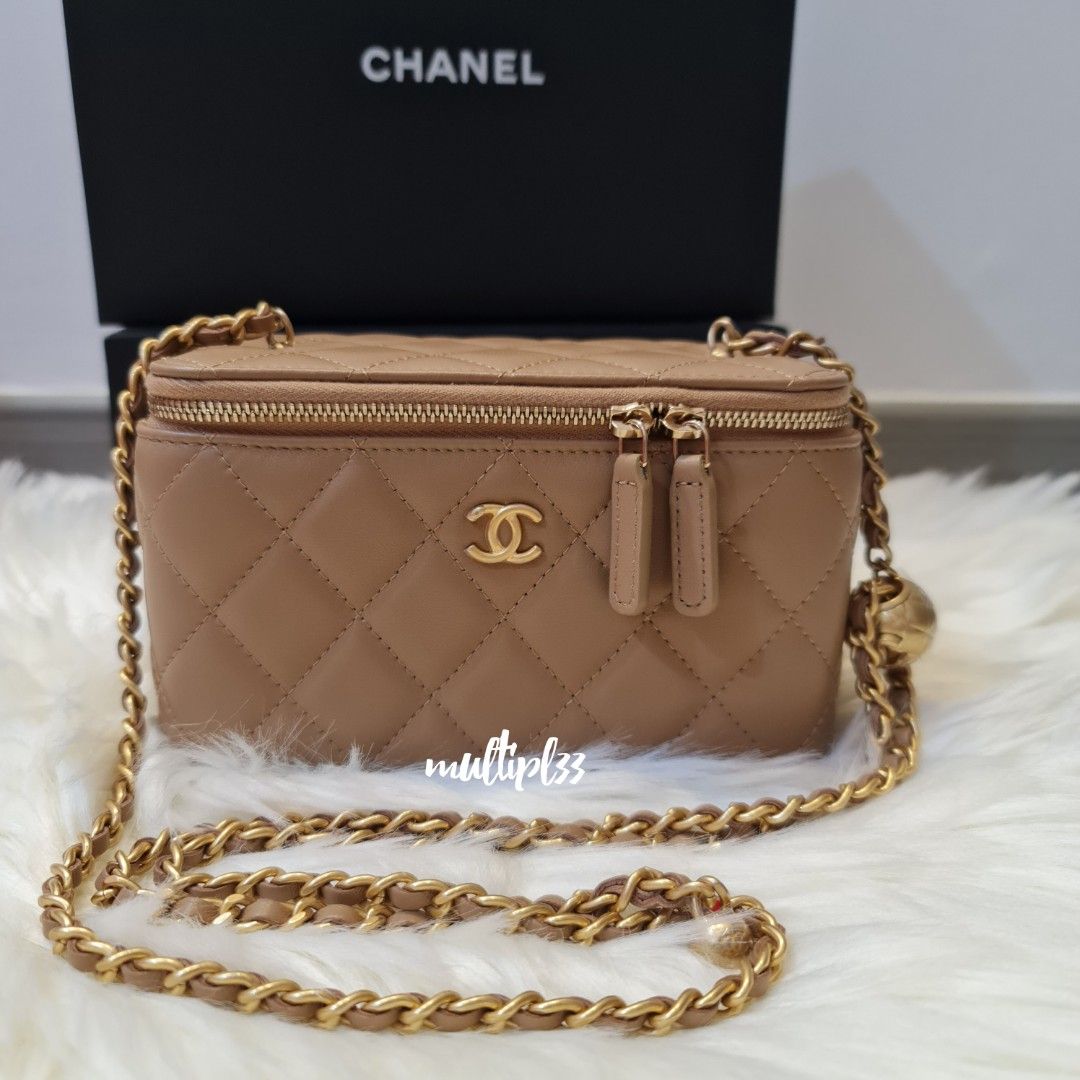 Chanel 22B Pearl Crush Beige Vanity, Luxury, Bags & Wallets on