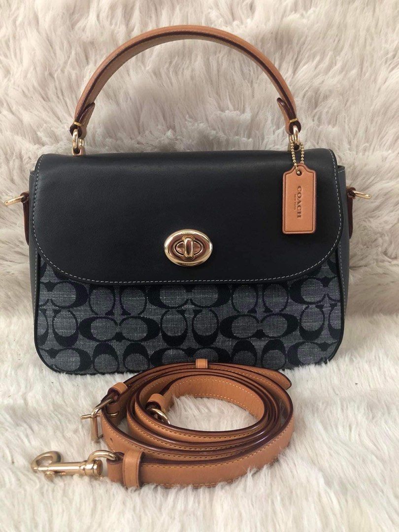Coach Marlie Top Handle Satchel Denim, Women's Fashion, Bags & Wallets