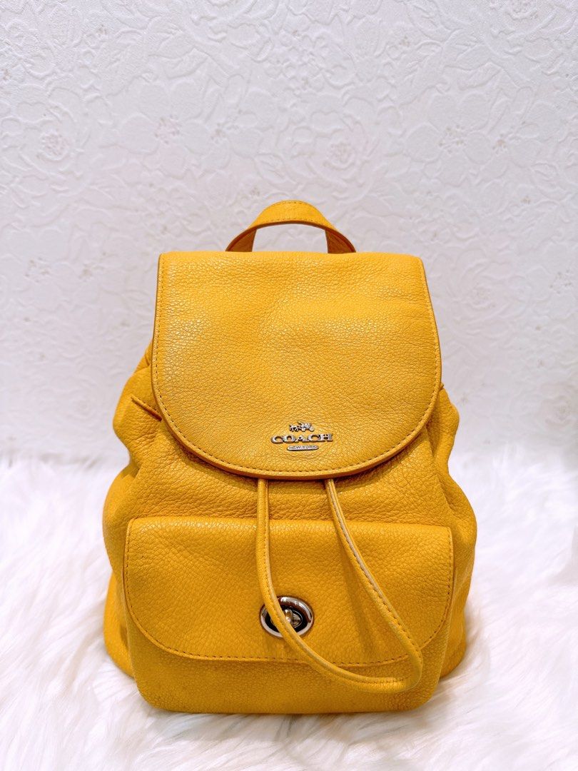 Coach Small Leather Backpack in Yellow Pre loved Luxury Bags
