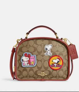 Coach X Peanuts Lunch Pail In Signature Canvas With Patches