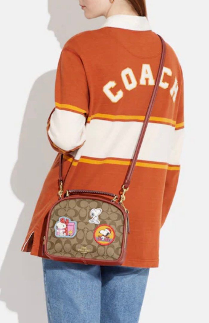 Coach X Peanuts Lunch Pail In Signature Canvas With Patches, Women's