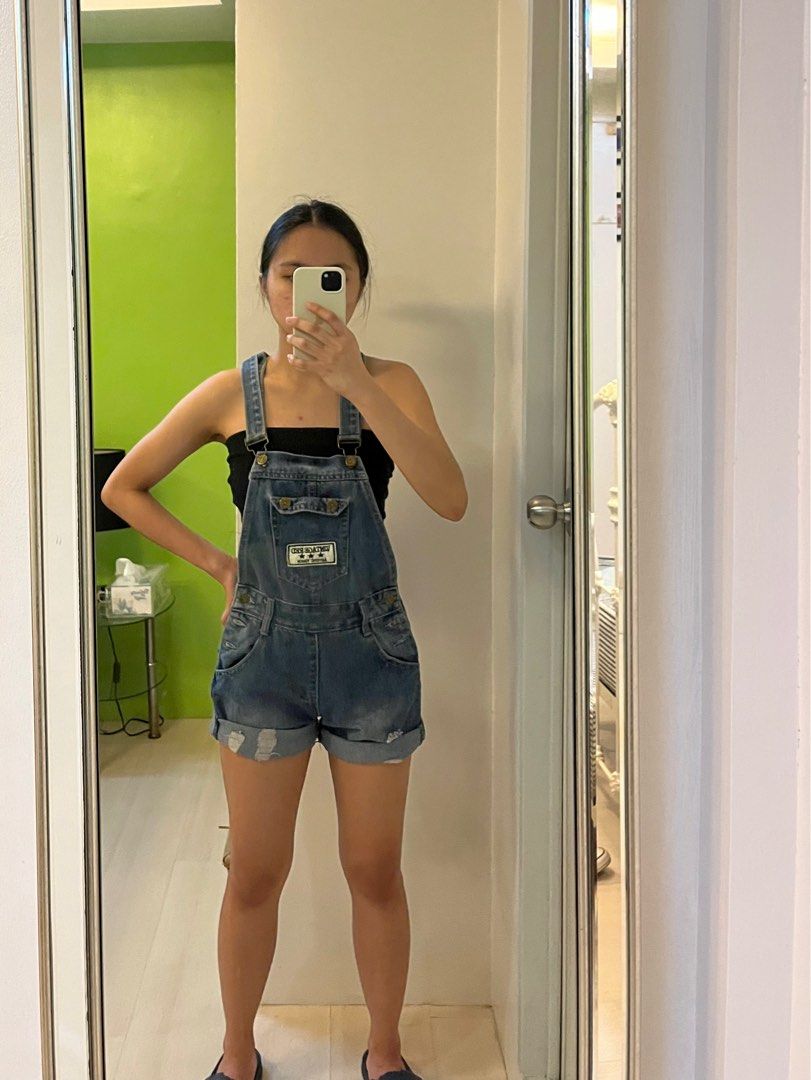 Denim jumper shorts top