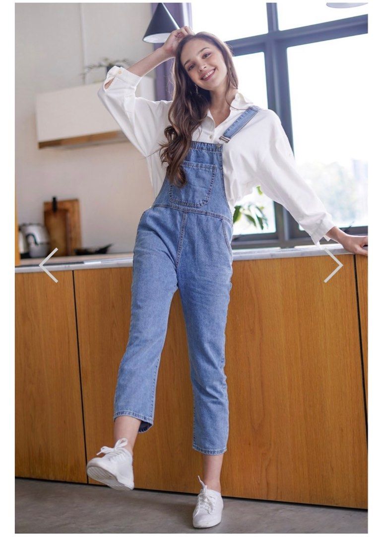 Blue Denim Relaxed Fit Dungarees