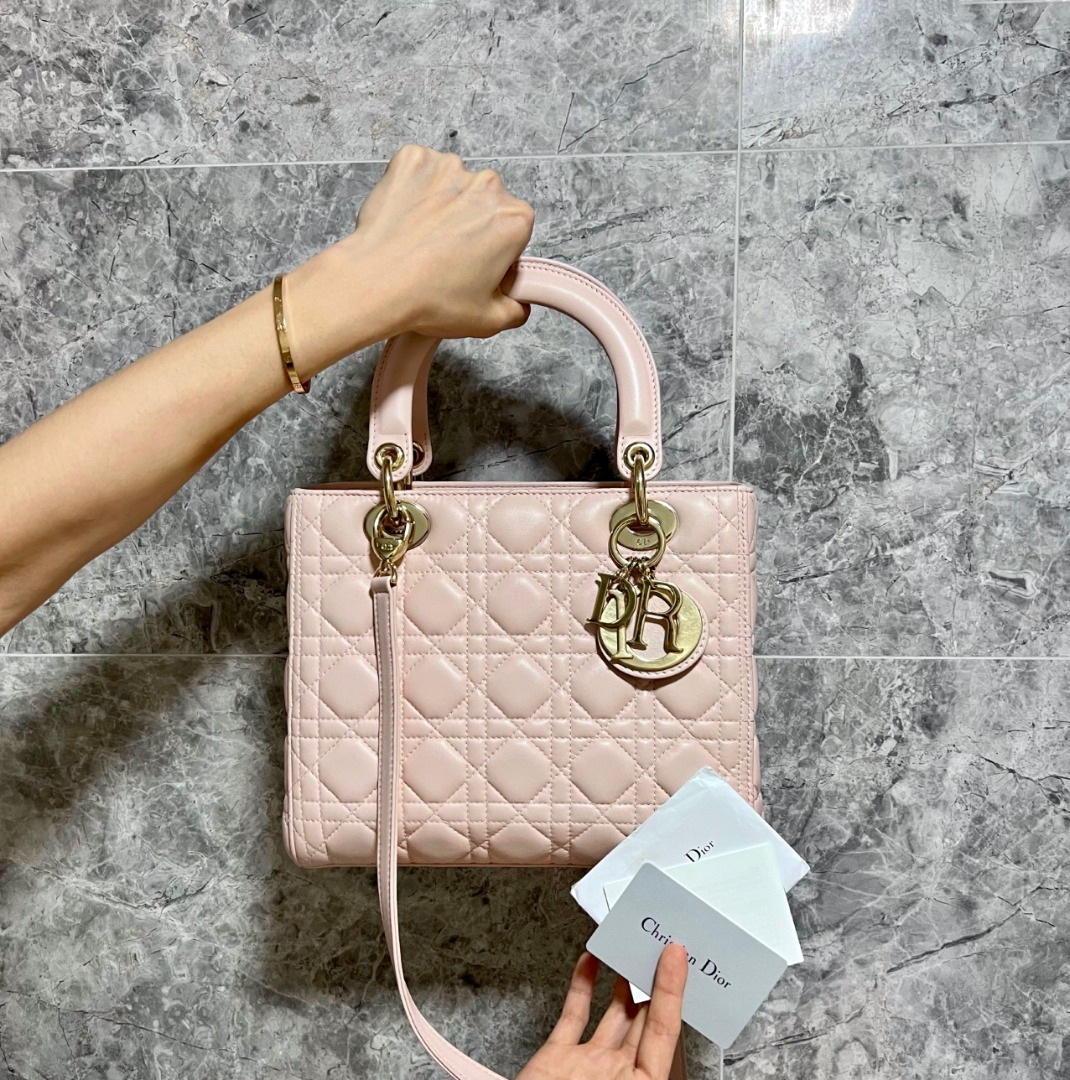 Authentic Medium Lady Dior Sakura Pink — beat the price increase , Luxury,  Bags & Wallets on Carousell