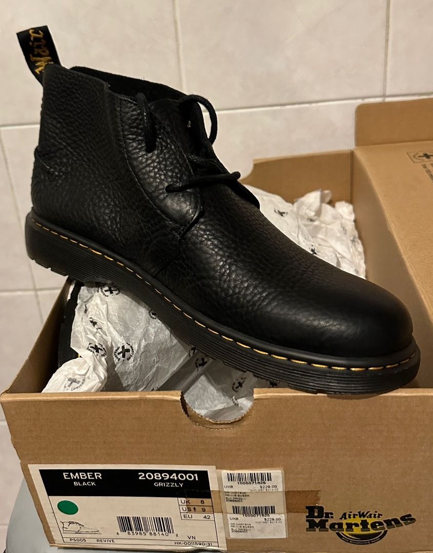 Dr martens hot sale ember grizzly black
