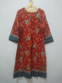 #Imlek2023 Dress batik merah bata